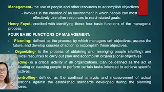 TOPIC 1- LEA 8- FOUR BASIC FUNCTIONS OF MGT