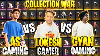 A_s Gaming Vs Lokesh Gamer Vs Gyan Gaming Richest Collection War Who Will Win? - Garena Free Fire