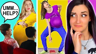 Pregnant Woman Reacts to Funny Pregnancy Situations ...but They're Not Relatable