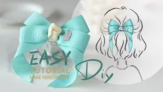【ribbon bow tutorial】how to make long tails hair bow out of ribbon at home/hair clip diy/double bow