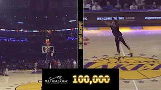 Lakers fan makes $100,000 half court shot - "Big Shot Jackpot" winner - 1/5/2020 Lakers vs Pistons