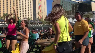 Brazilian fans celebrate 2-0 World Cup win over Mexico