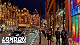 Walking LONDON's Knightsbridge at night & window shopping in Sloane Street, a luxury shopping street