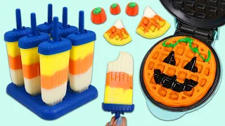 How to Make Candy Corn Pudding Popsicles & Jack O Lantern Waffles | Fun & Easy DIY Halloween Treats!