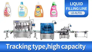 Automatic 4 Heads Tracking Type Detergent Liquid Filling Capping And Labeling Machine Line