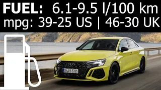 Audi RS3 Sedan fuel consumption economy city highway autobahn motorway mpg l/100 km Audi RS 3 8Y