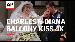 Wedding of Charles & Diana in 4K | Clip 11 | Charles and Diana kiss on balcony | 1981