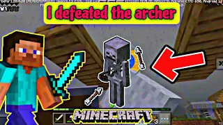 I defeated the archer, and now it's starting to rain in Minecraft.