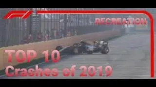 F1 2019 Game | Top 10 Biggest F1 Crashes of 2019! RECREATION