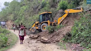 Gravelly and Rocky Hill Cutting with JCB Backhoe Loader