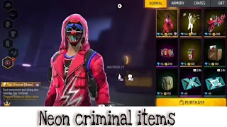 RED CRIMINAL×NEON CRIMINAL [All Items] Garena Free Fire Criminal bundle return #freefire #shorts