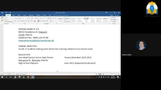 Resume | Senior High School Work Immersion