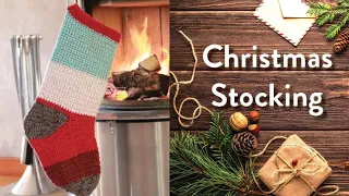 Crochet Striped Christmas Stocking with Caron Cakes / Bernat POP! | EASY | The Crochet Crowd