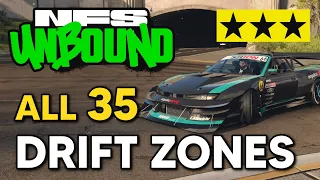 Need for Speed Unbound - ALL 35 Drift Zone Locations (All 3 Stars & Rival Scores Beaten)