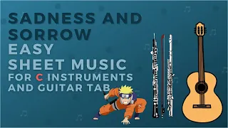 NARUTO - Sadness and Sorrow [EASY sheet music and guitar TAB] for flute, violin...