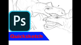 Photoshop Speed art- Sketching Dinosaurs. Part 1