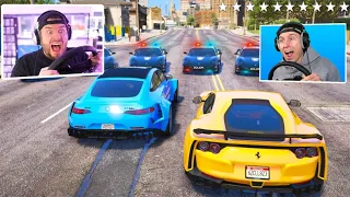 wer ÜBERLEBT LÄNGER 5 STERNE mit LENKRAD in GTA 5?!