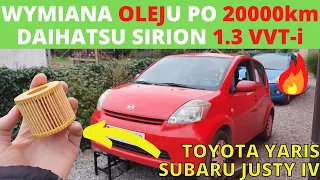 Wymiana starego oleju w Daihatsu Sirion 1.3 VVT-i K3-VE (Toyota Yaris) - prawie 20000km!