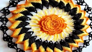 Crochet round tablecloth كروشيه مفرش دائرى مميز وسهل ( مفرش الزمن الجميل )