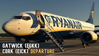 [X-Plane 11]  Zibo 737-800 MOD | RYANAIR GATWICK DEPARTURE | GATWICK - CORK | FR9853