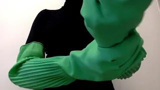 #RubberGloves #ASMR Mummy Full Arm Very Long Length Green Rubber Glove Sounds for Relaxation #Rubber