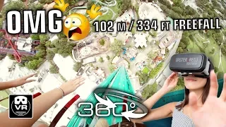 360° Falcon´s Fury extreme Freefall Tower | VR360 POV on-ride Busch Gardens Tampa Sky Jump #360video