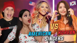 INSANE!!! Waleska & Efra React to "Americans VS Korean Singers HIGH NOTES "