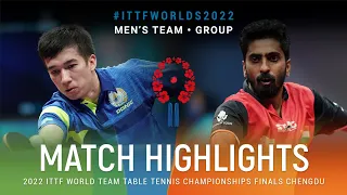 Highlights | Abdulaziz Anorboev (UZB) vs Gnanasekaran Sathiyan (IND) | MT Grps | #ITTFWorlds2022
