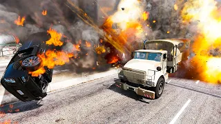 GTA 5 BARRACKS ARMY TRUCK HIGH SPEED CRASHES - SUPER CINEMATIC PICTURE WITH SLOW MO ep.7