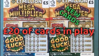 £20 of National lottery scratch cards- Good luck Mega multiplier