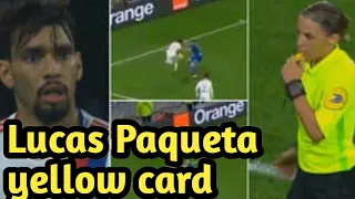 Lucas Paquetá show skill booked for attempting rainbow flick vs Troyes) - Lucas Paqueta Yellow card