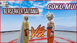 GTA 5 -Berserker Saitama (One Punch Man) vs MUI Goku SUPERHERO BATTLE