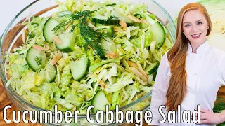 CRUNCHY & Refreshing Cucumber & Cabbage Salad Recipe! With Dill & Almonds!