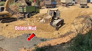 Episode 51! Update Project,Filling Stone By Dump Trucks 5Ton With Bulldozer Pushing Stone Delete Mud