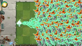 1 Plant Max Level Power Up Vs 100 Halloween Conehead - Plants Vs Zombies 2