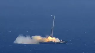 SpaceX , видео жесткой посадки третий  ступени Falcon Heavy