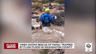 Video shows rescue of family trapped by flood waters in Southern Utah