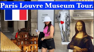 Monalisa painting at the Louvre Museum : Paris 2022 full tour : 800 years of rich France history.