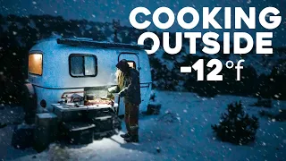 Cooking in a SNOWSTORM | Outdoor Winter Kitchen