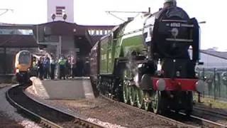 60163 'Tornado' departs York with 'The Tyne Tees Tornado' with whistle and wheel slip.