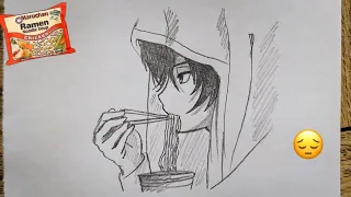 How to draw a sad anime boy step by step | sad anime boy sketch | sad drawing tutorial