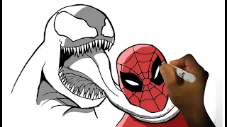 EASY How to Draw VENOM vs SPIDERMAN