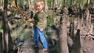 3 Days Fishing Camping & Exploring Swamp - Catching Catfish, Gar, Bowfin and Backcountry Adventure.