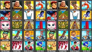 SubwaySurfers| Jumanji| LittleSingham| SausageRun| Miraculous| DogRun| HappyGlass| LittleKrishna