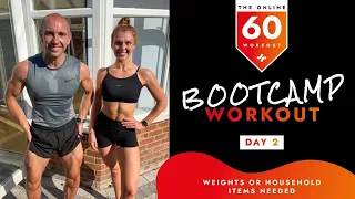 Day 2 | The Online 60 Plan | FULL BODY Weighted Bootcamp | BodyByJR TV