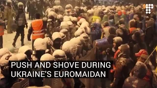 Push and Shove During Ukraine's EuroMaidan  December 9, 2013  Kyiv, Ukraine