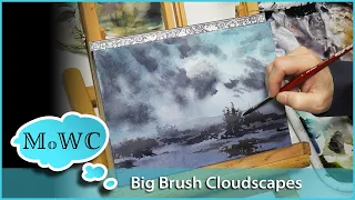 2 Dramatic Cloudscapes in Watercolor with Hake Brushes (Spontaneous)