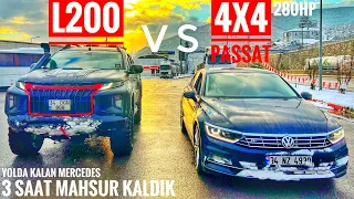 DAĞDA MAHSUR KALDIK! | 4X4 VW PASSAT 2.0 TDI 280HP 4MOTİON VS MITSUBISHI L200 | EFSANE KAR VİDEOSU