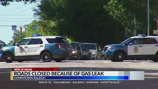 Gas leak shuts down roads in downtown Raleigh
