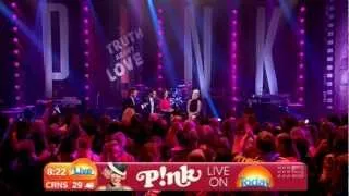 Pink performs on the Australian Today Show in Sydney. Blow me one more kiss